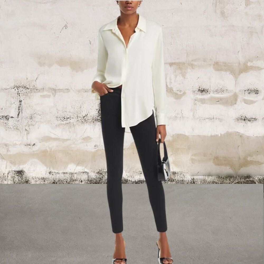 7 For All Mankind Women's Ankle Skinny Jeans Black Size 25